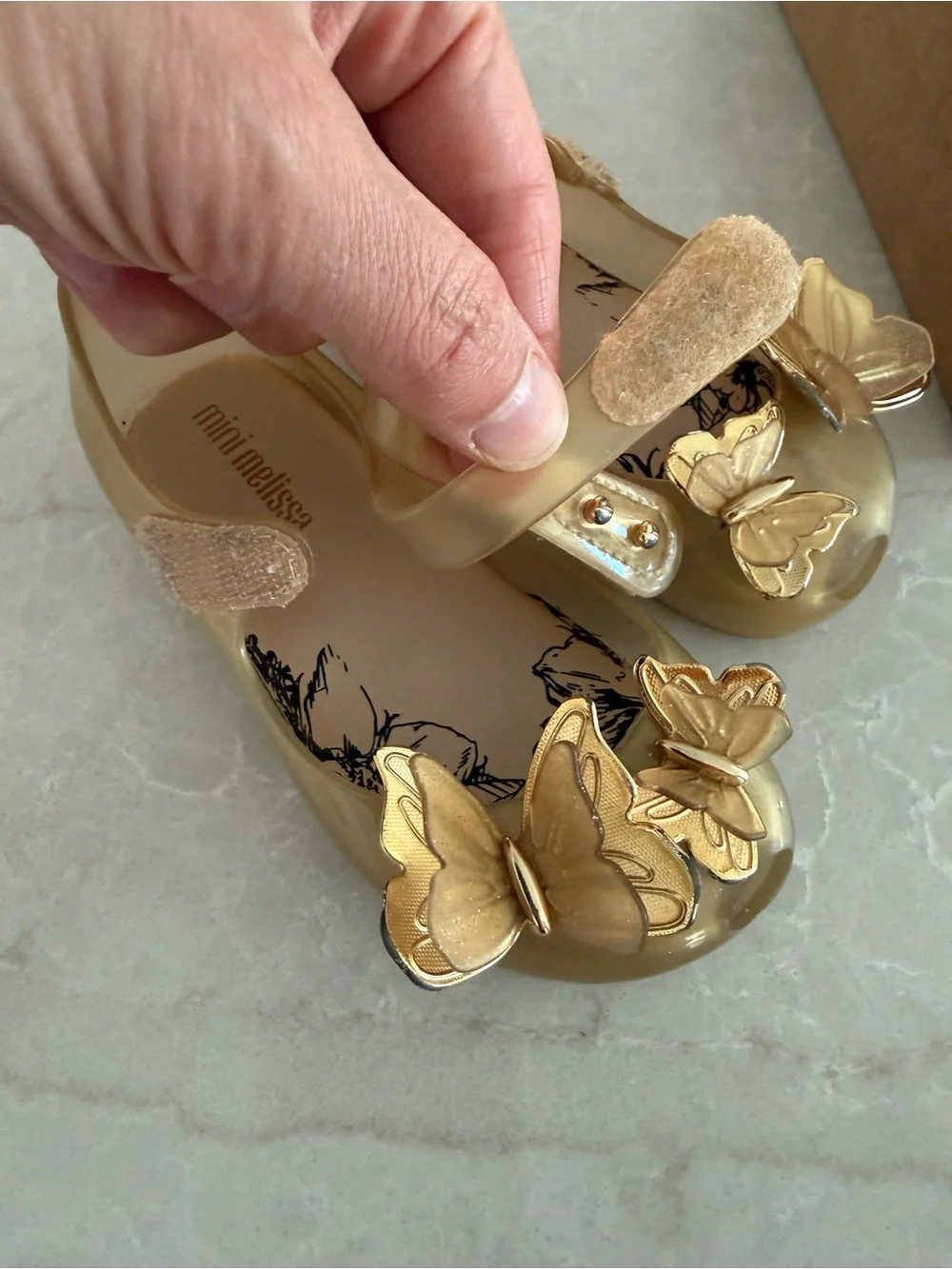 Mini Melissa Girls Gold Butterfly Jelly Shoes